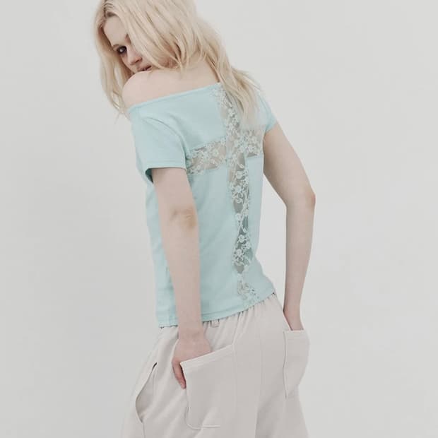 셋업이엑스이 LACE CROSS T-SHIRT / MINT
