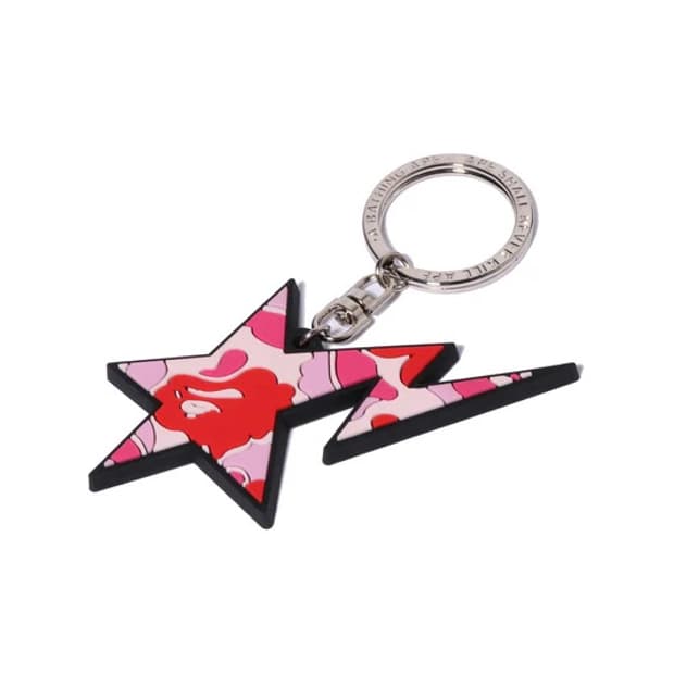 베이프 ABC 카모 스타 러버 키체인 핑크