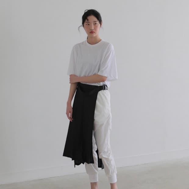 freckle 프레클 플리츠 벨트 스커트 치마 블랙 롱