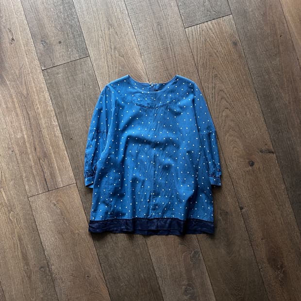 Blue Dot Half Blouse