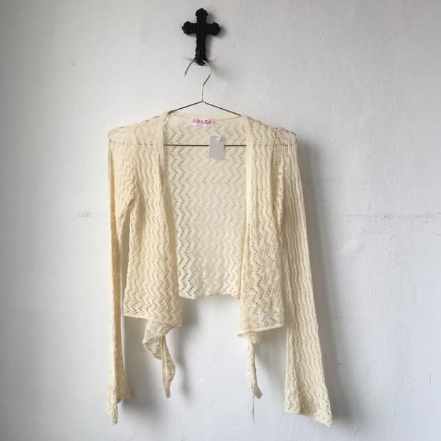 Tied crochet caridgan