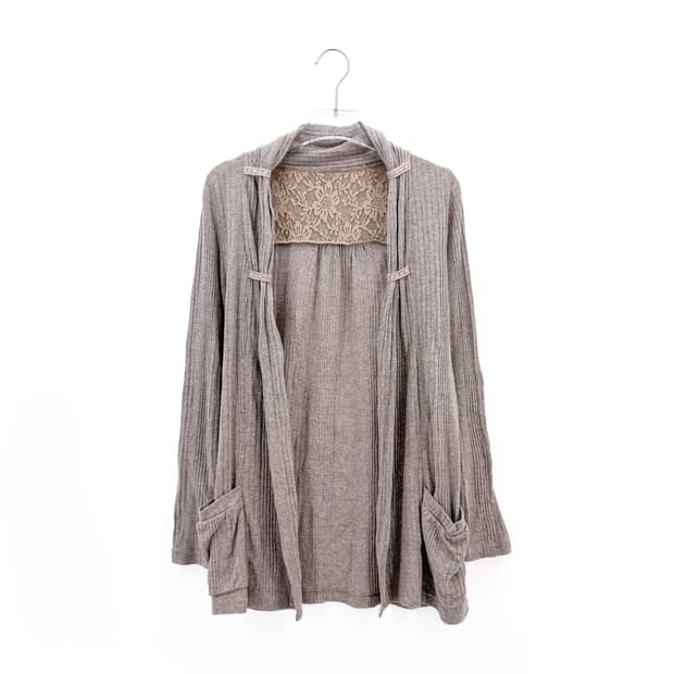 빈티지 레이스 주름 가디건