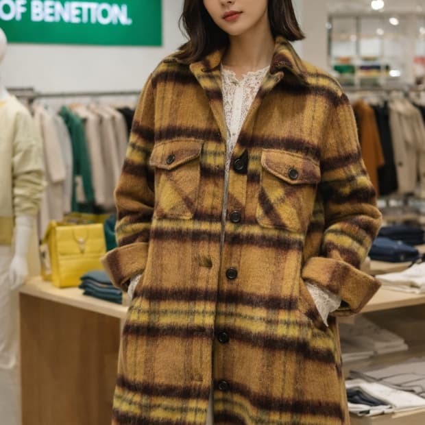 베네통 펠트울 셔츠 아우터