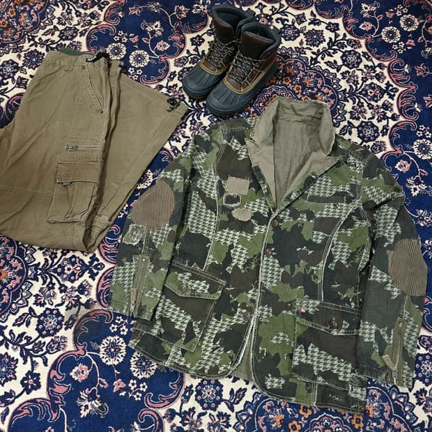 퀵실버(QuikSilver)00's 카모플라쥬 리버시블 야상 버튼 자켓