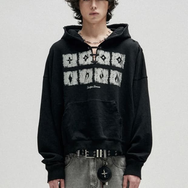 Dying Ember Slit Pullover Hood - Black
