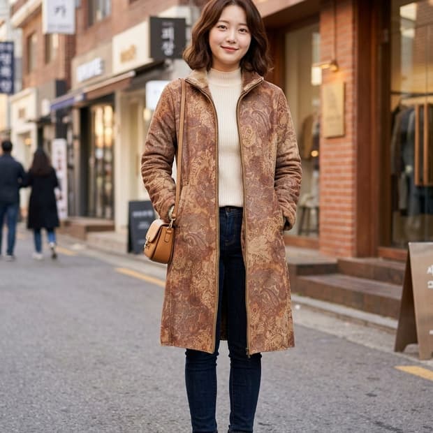 랄프로렌 1967 페이즐리 쉐르파 롱 무스탕