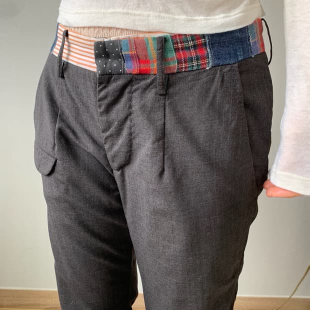 cinema patchwork belt pants
