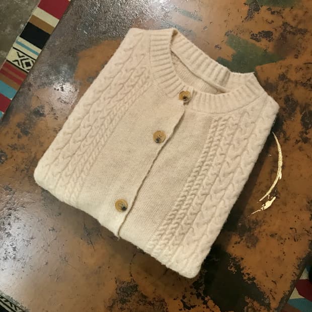 VTG 빈티지 베이지 케이블 울 숏 가디건 여성 프리사이즈