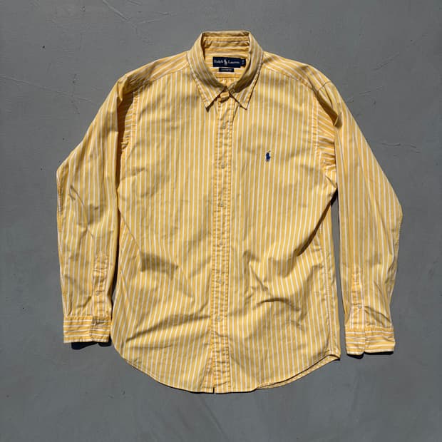 폴로 랄프로렌 커스텀핏 옐로우 스트라이프 셔츠