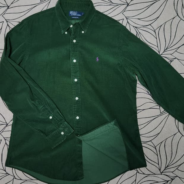 폴로 랄프로렌 코듀로이 커스텀핏 셔츠 그린 L 110사이즈