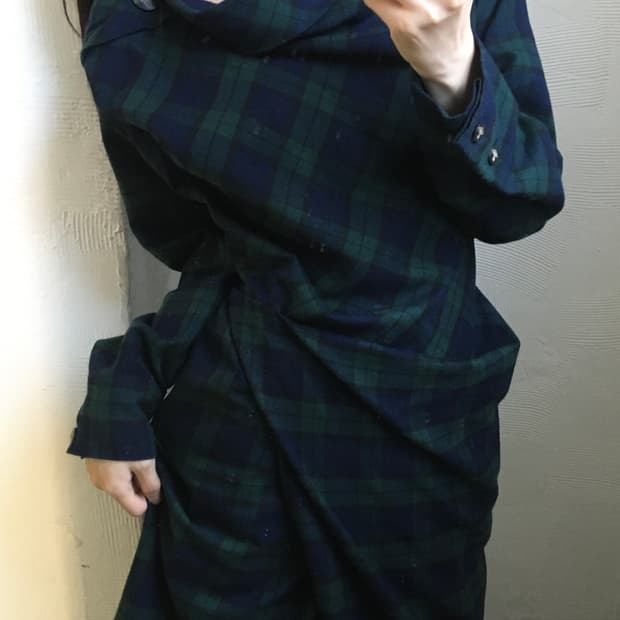 Vivienne Westwood 비비안웨스트우드 체크 드레이핑 원피스