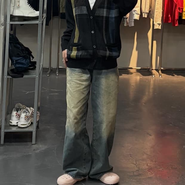 입생로랑 체크 패턴 가디건 A3056