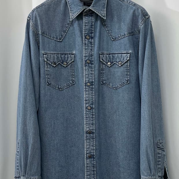 90's 폴로 랄프로렌 사우스 웨스턴 콘초 워시드 데님 웨스턴 셔츠