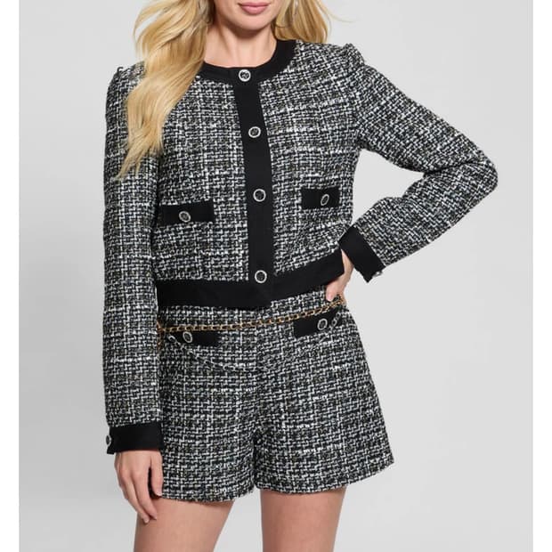 게스 크롭 트위드 자켓 XS