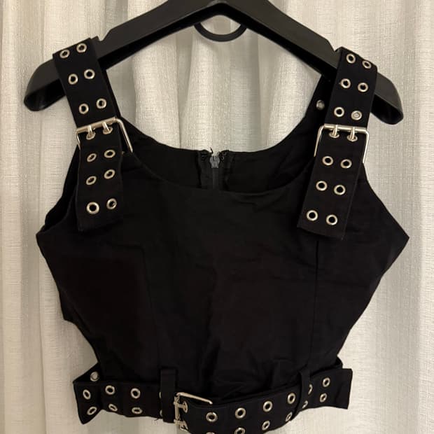 빈티지 버튼 펑크 탑