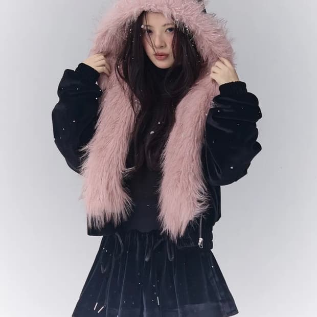 더티스 폭스 퍼 벨벳 패딩