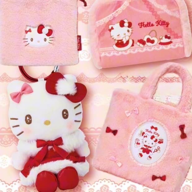 [4개일괄] 헬로키티 쿠지 마스코트 가방 파우치 키티