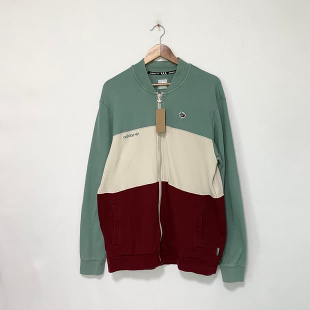 아디다스 민트 배색 코튼 스웻 져지 집업 빈티지 남녀공용 00s
