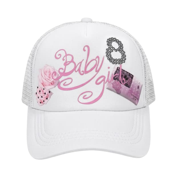 baby girl 8 cap white