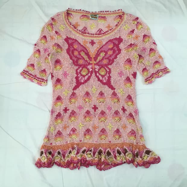 히스테릭 글래머 Hysteric Glamour 핑크 나비 니트