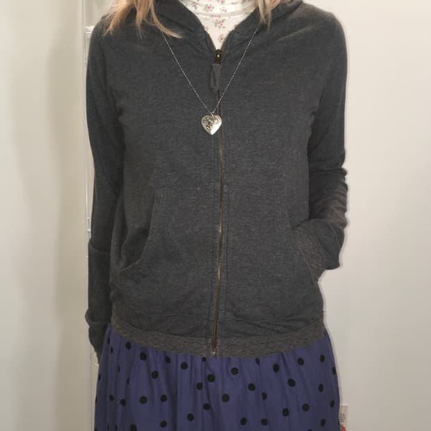 Jpn vintage charcoal hood zipup