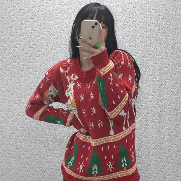 빈티지 폭닥 노르딕 코위찬 홀리데이 뜨개 니트 95 C08599