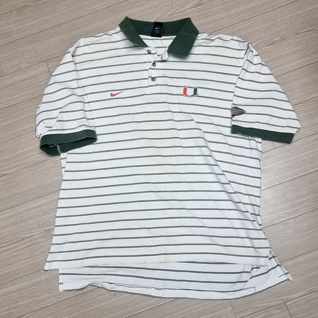 80s 한국제 나이키 스트라이프 반팔 폴로티 U 로고(100)