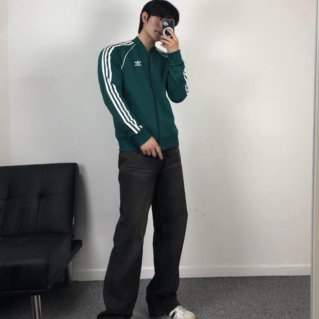 아디다스 정품 슈퍼스타 져지 딥그린