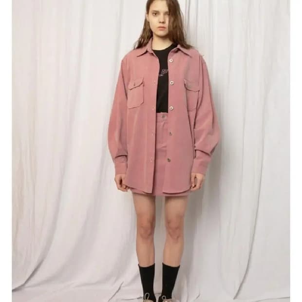 스컬프터 18SS 피그먼트 워시 셔츠 (다크핑크)