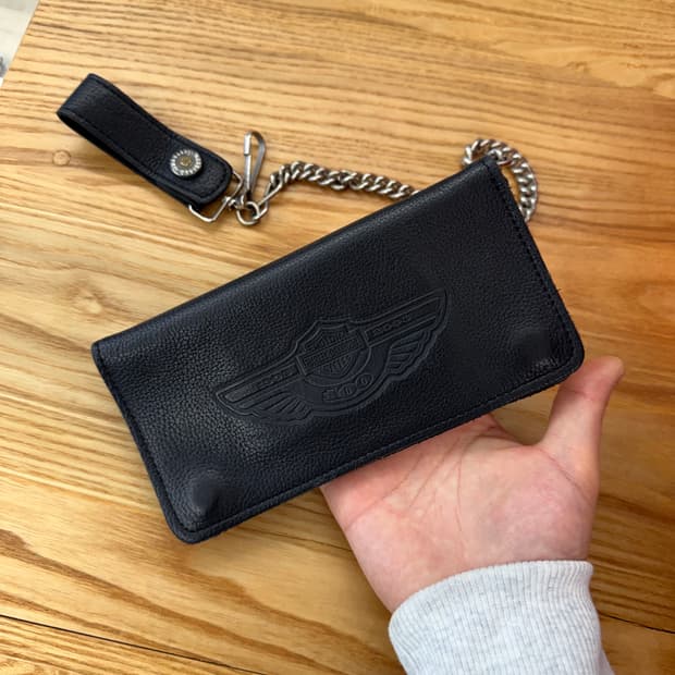 할리데이비슨 100주년 로고 체인 레더 장지갑 