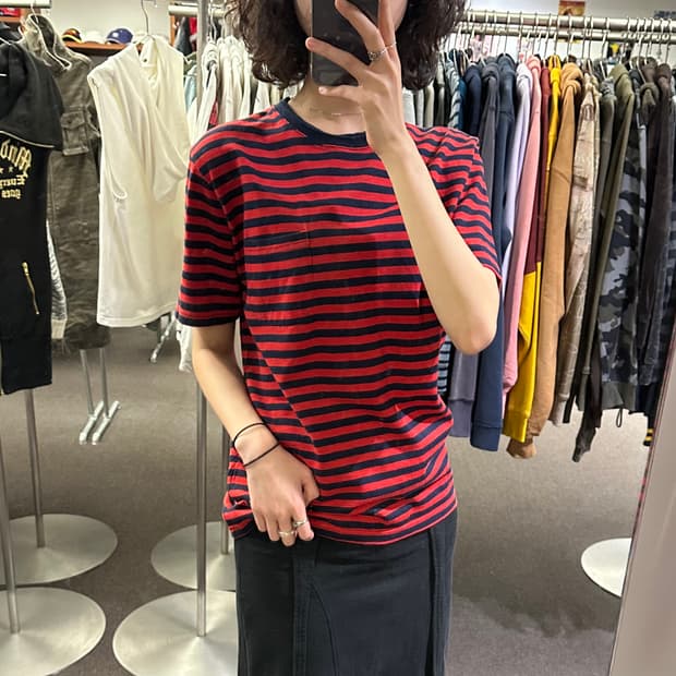 3)niko and vintage 스트라이프 포켓 반팔