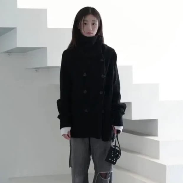인앤양인하모니 YINANDYANG 더블 버튼 가디건 블랙