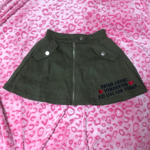 빈티지 와투케 카키 카고 밴딩 스커트 속바지 내장