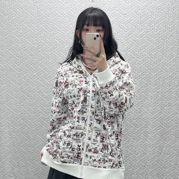 디즈니 빈티지 스트릿 펑크 카툰 미키마우스 후드집업 3L C12032