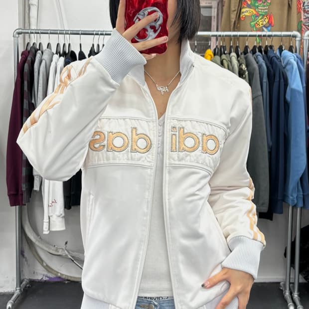 아디다스 화이트 핑크 자켓