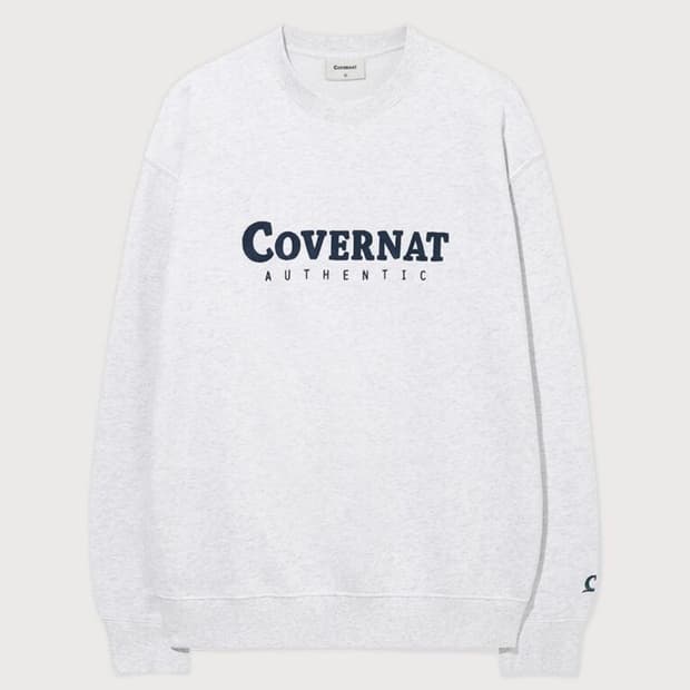 [새상품] 커버낫 남녀공용 어센틱 로고 맨투맨 그레이 XL