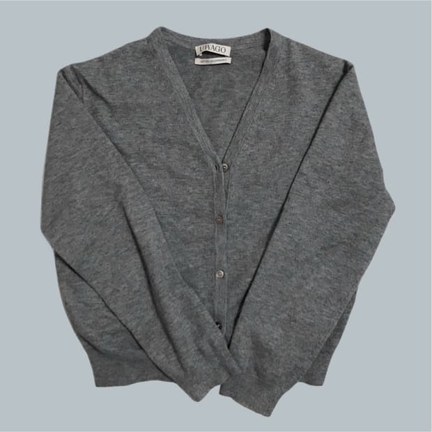 유라고 워셔블 브이넥 가디건 그레이
