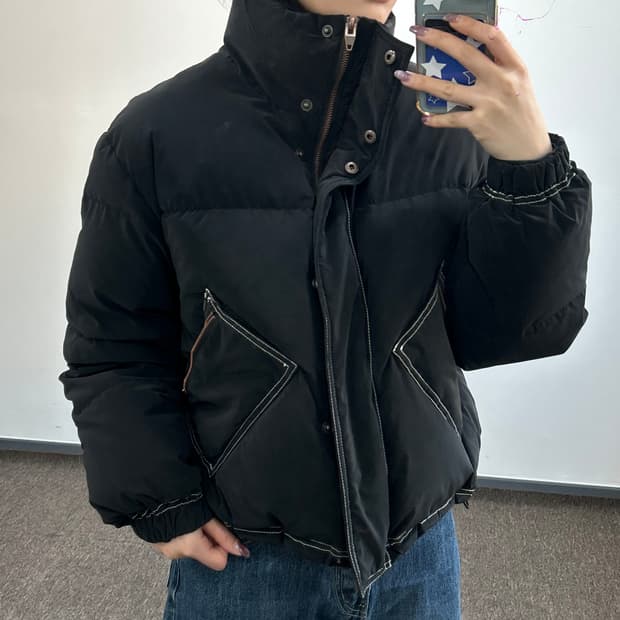 Matin kim  마땡킴 스티치 코딩 매트블랙 패딩