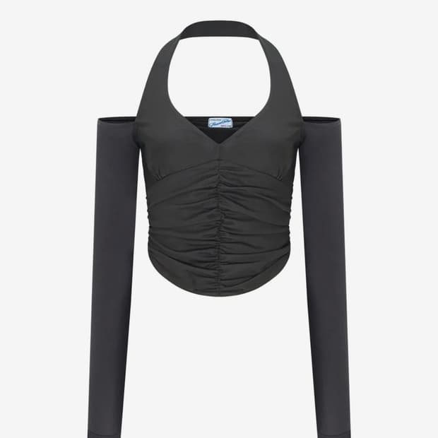 플리즈노팔로우 riley mesh long sleeve top 차콜