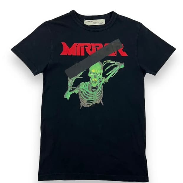 오프화이트 미러 스컬 티셔츠