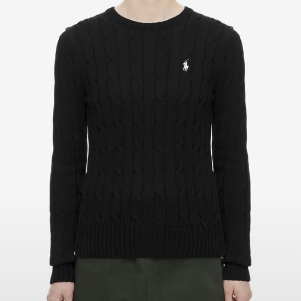 슬림 핏 케이블니트 스웨터