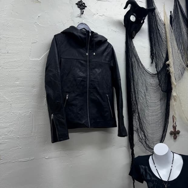 Roshell OOs ninja hood leather jacket