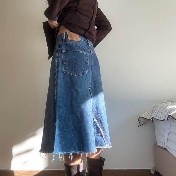 리바이스 데님 미디 스커트