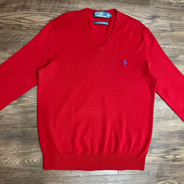 폴로 레드 메리노울 니트 스웨터