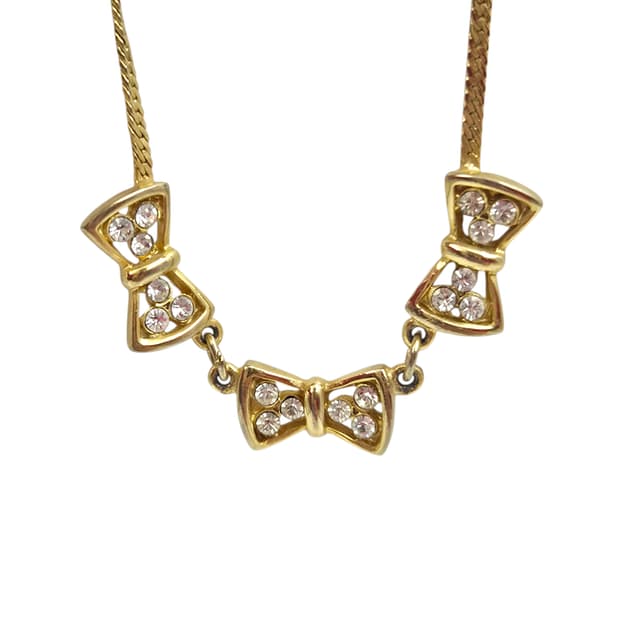 90s 프랑스 꾸레쥬 리본 크리스탈 초커