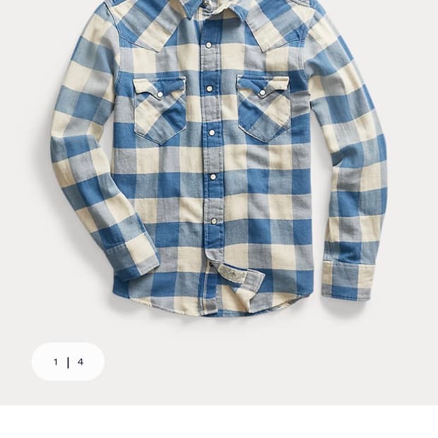 RRL 슬림핏 플래드 트윌 웨스턴셔츠