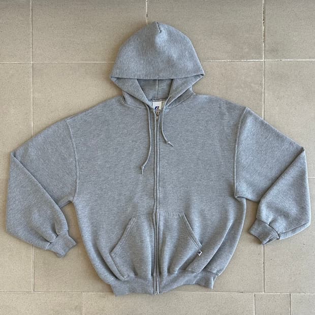 00s 빈티지 러셀 후드집업 그레이 L