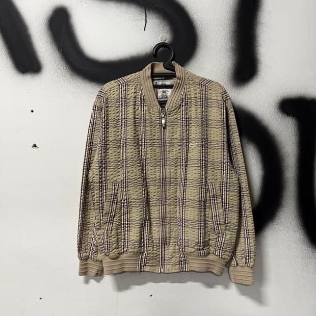 VTG 빈티지 노바 체크 입체 풀 패턴 집업 블루종 자켓