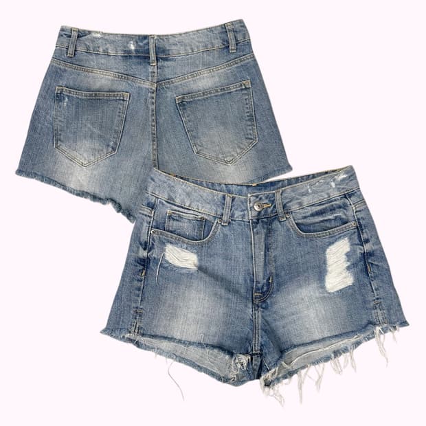 distressed denim shorts