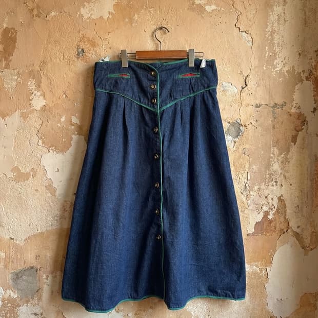  로맨틱 빈티지 데님 스커트
